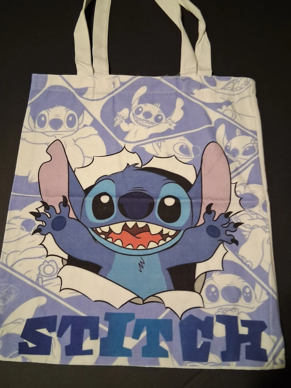 Stitch Graphic Tote Bag - Blue & White
